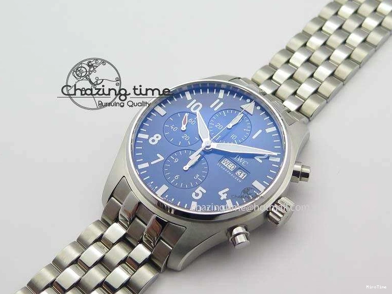 MIROTIME 0519 UrbanChic Pilot Chrono 2016 IW377714 ZF 1:1 Best Edition Blue Dial On SS Bracelet A7750 V 7272